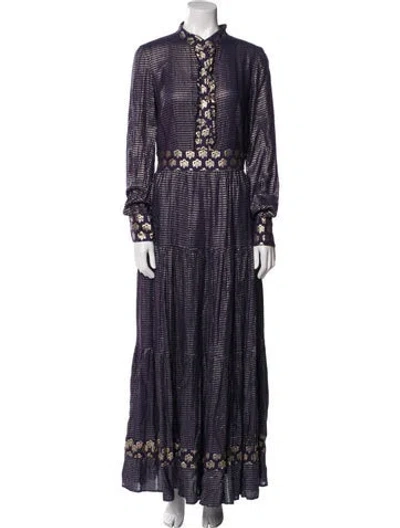 Pre-owned Ck Bradley Printed Long Dress W/ Tags In Blue