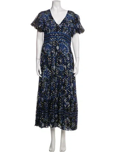 Pre-owned Ck Bradley Printed Midi Length Dress In Blue