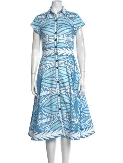 Pre-owned Ck Bradley Printed Midi Length Dress W/ Tags In Blue