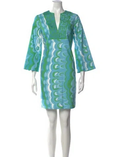 Pre-owned Ck Bradley Printed Mini Dress In Blue