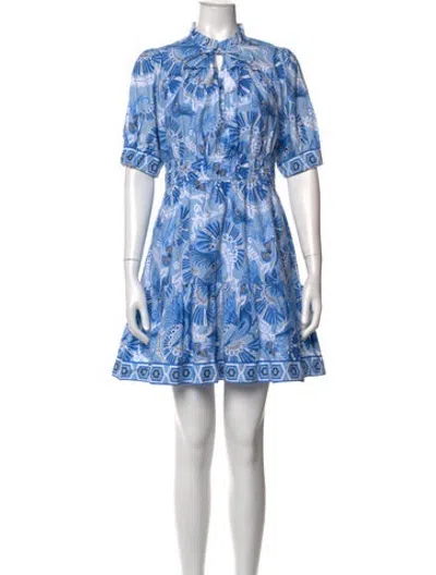 Pre-owned Ck Bradley Printed Mini Dress In Blue