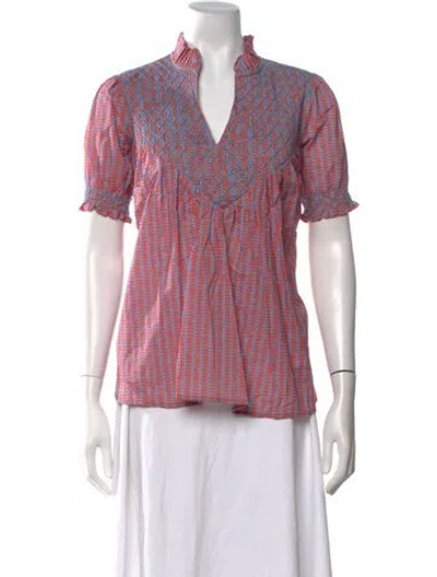 Pre-owned Ck Bradley Printed V-neck Top W/ Tags In Multicolor