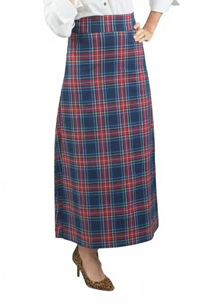 Ck Bradley Sanibel Skirt In Navy Plaid In Metallic