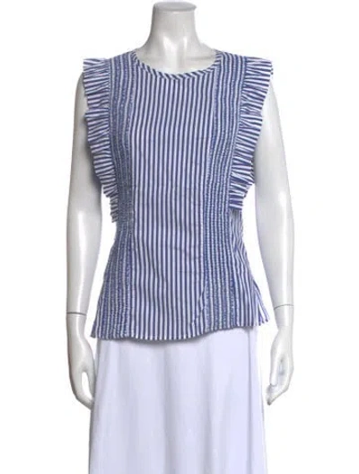 Pre-owned Ck Bradley Striped Crew Neck Top In Blue/white