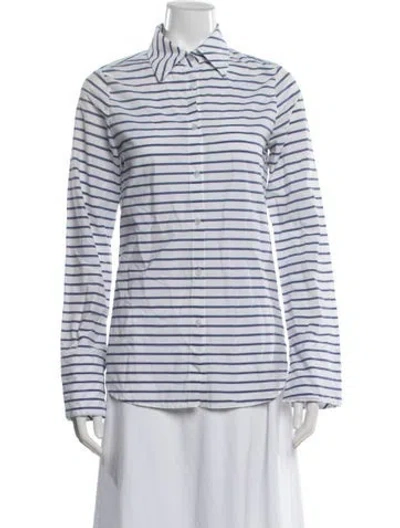 Pre-owned Ck Bradley Striped Long Sleeve Button-up Top In White