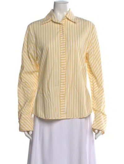 Pre-owned Ck Bradley Striped Long Sleeve Button-up Top In Yellow