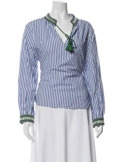 Pre-owned Ck Bradley Striped V-neck Blouse In Multi