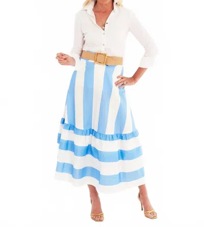 Ck Bradley Trask Midi Skirt In Sky Top Stripe In White
