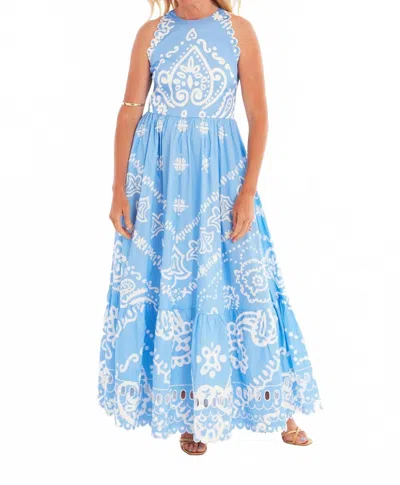 Ck Bradley Trocadero Maxi Dress In Bandana Peri In Blue