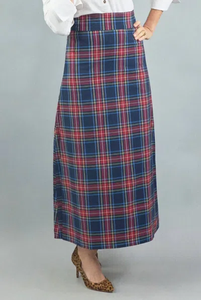 Ck Bradley Women's Sanibel Maxi Skirt In Navy Plaid In Multi