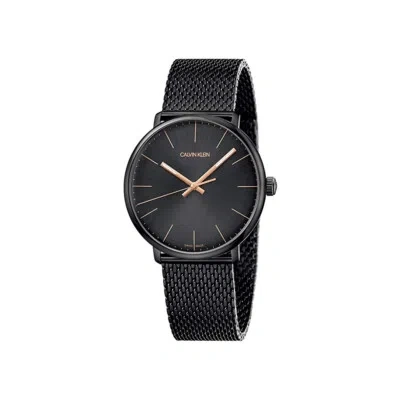 Pre-owned C.k Mens Wristwatch Ck Calvin Klein High Noon K8m21421 Steel Mesh Black Swiss Made