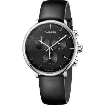 Pre-owned C.k Mens Wristwatch Ck Calvin Klein High Noon K8m271c1 Chrono Leather Black