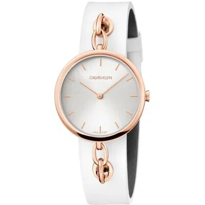 Pre-owned C.k Womens Wristwatch Ck Calvin Klein Chain Kbm236l6 Leather White Swiss Made