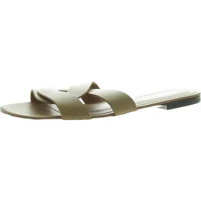 Cl By Laundry Anita Womens Solid Leather Slide Sandals In White