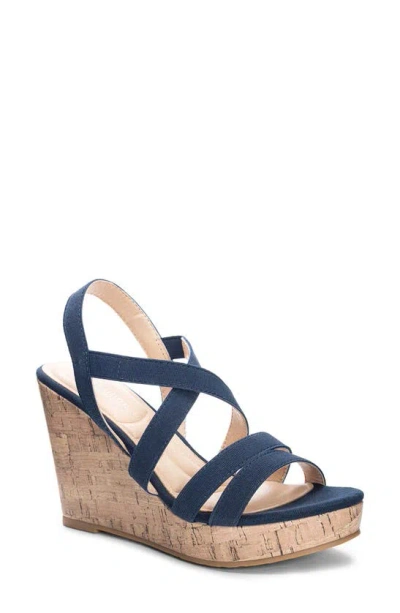 Cl By Laundry Bijous Slingback Wedge Sandal In Navy