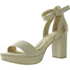 Cl By Laundry Go On Womens Ankle Strap Heels Block Heel In Beige