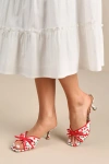 Cl By Laundry Jump Up White Cherry Kitten Heel Slide Sandals In White