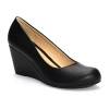 Cl By Laundry Nima Womens Round Closed Toe Wedge Heel Pumps In Black