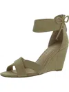 Cl By Laundry Womens Faux Leather Ankle Strap Wedge Sandals In Beige