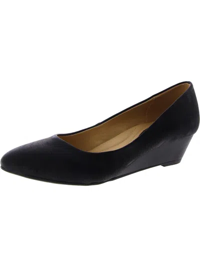 Cl By Laundry Womens Faux Leather Slip On Wedge Heels In Black