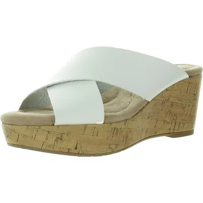 Cl By Laundry Womens Faux Leather Wedge Sandals In White