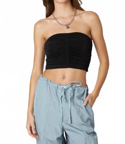 Cla Slinky Ruched Tube Top In Black
