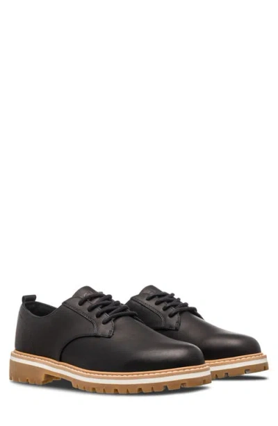 Clae Logan Lugged Plain Toe Derby In Antique Black Leather