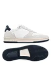 CLAE MEN'S MALONE LEATHER COURT SNEAKERS IN WHITE/NAVY