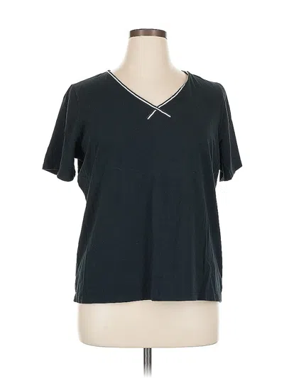 Pre-owned Claiborne Short Sleeve Top Black V Neck Tops