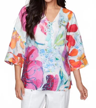 Claire Desjardins A Smattering Of Spring Lace-up Tunic In Multi Brights