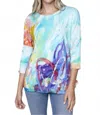 Claire Desjardins Quarter Sleeve Tunic Top In Multi In Multi