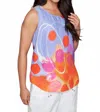 Claire Desjardins Sleeveless Top With Side Button Detail In Lavender Multi In Purple