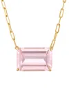 Claire Florence 18k Gold Chain With Emerald Cut Pale Pink Quartz