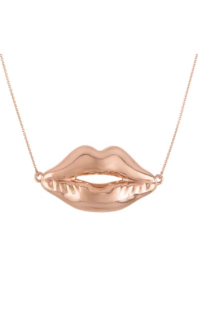 Claire Florence 18k Gold Chain With Lip Pendant In Pink