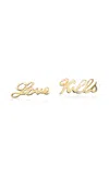 Claire Florence 18k Gold Love Kills Earrings