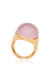 Claire Florence 18k Gold Ring With Rose Quartz In Pink