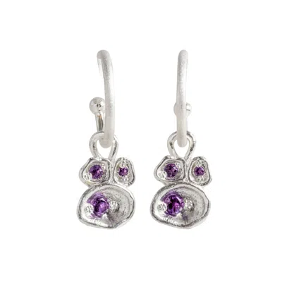 Claire Hill Designs Women's Amethyst Silver Lichen Hoop Earrings