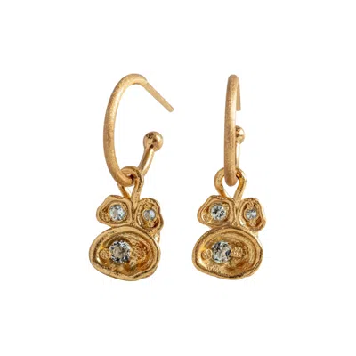 Claire Hill Designs Women's Aquamarine Gold Lichen Hoop Earrings