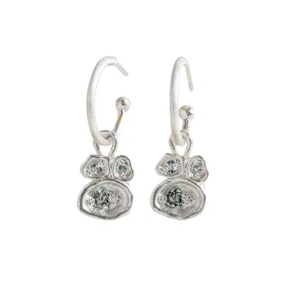 Claire Hill Designs Women's Aquamarine Silver Lichen Hoop Earrings