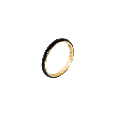 Claire Hill Designs Women's Black Enamel Gold Ring