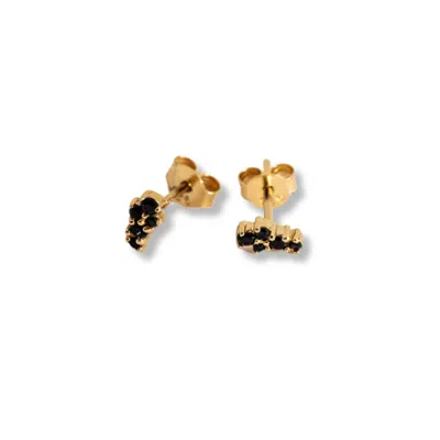 Claire Hill Designs Women's Black Gold Galaxy Mini Stud Earrings