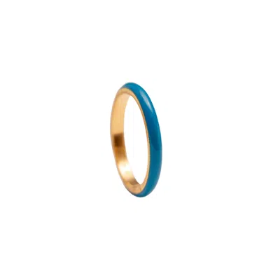 Claire Hill Designs Women's Blue Enamel Gold Ring