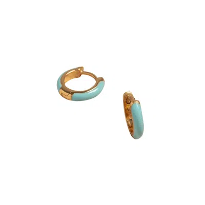 Claire Hill Designs Women's Blue Turquoise Enamel Gold Huggie Earrings