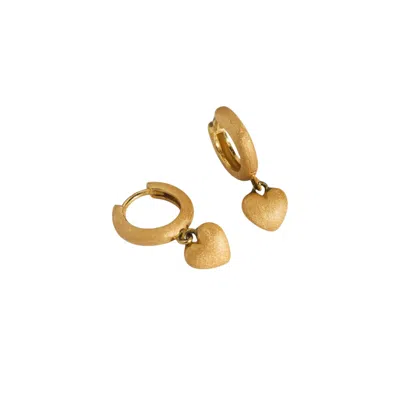 Claire Hill Designs Women's Brushed Heart Gold Huggie Hoops