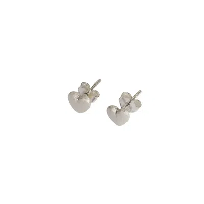 Claire Hill Designs Women's Brushed Heart Silver Stud Earrings