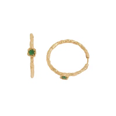 Claire Hill Designs Women's Chalcedony Lichen Branch Gold Large Hoops
