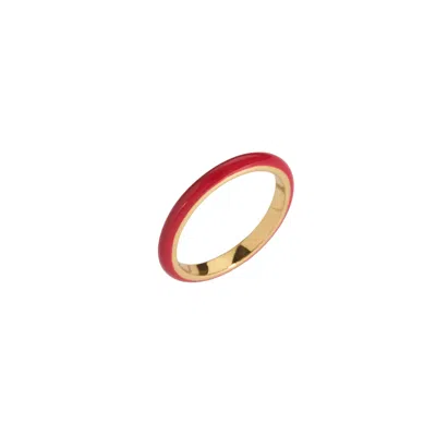 Claire Hill Designs Women's Cherry Red Enamel Gold Ring