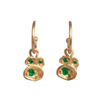 Claire Hill Designs Women's Emerald & Gold Lichen Hoop Earrings