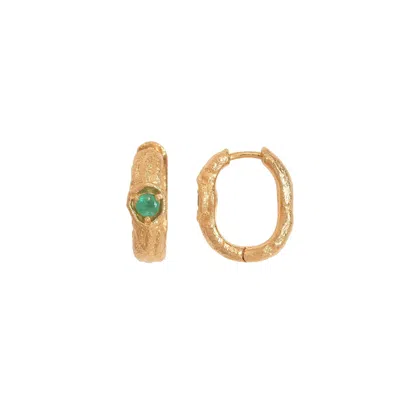 Claire Hill Designs Women's Emerald Gold Branch Hoop Earrings