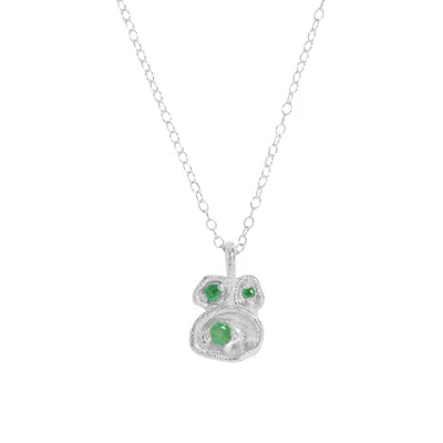 Claire Hill Designs Women's Emerald Silver Lichen Pendant Necklace